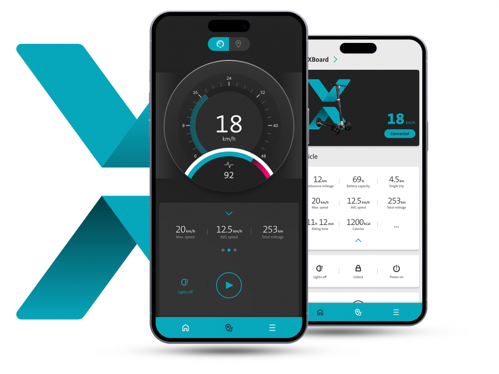 Alle Details des eScooters im Überblick dank Xboard App.